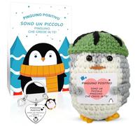 Szhhrxi Pinguino Positivo con Carta Motivazionale y Pinguino Portachiavi, Pinguini Pocket Hug Positive, Lavorata Maglia Pinguino, Regali Divertenti per Bambini Donna Ragazza Amica Collega (Verde)