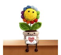 Szhhrxi Regalo Girasole per Amici, Decorazioni da Scrivania per Casa e Ufficio, Pocket Hug Positive Fiori all'Uncinetto Regalo per Laurea Collega Sorella Amica Ufficio, Che Fortuna Averti