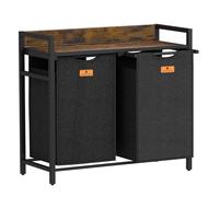 SZHLUX Cesto portabiancheria con etichette di classificazione e 2 sacchetti estraibili, rimovibili, 2 x 46 l, marrone rustico e nero