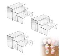 SZHUGEKI 9 Pezzi Espositore in Acrilico, Alzate per Buffet, 3 Dimensioni Scaletta Esposizione per Gioielli, Modellismo Collezione, Dessert, Cupcake