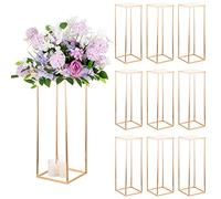 Sziqiq 80cm Alto Vaso Centrotavola per Fiori - 10 Pezzi Centrotavola per Matrimonio in Metallo Dorato Per Guinzagli Stradali Geometrico Da Pavimento Per Eventi Battesimo Festa Matrimonio Ricevimento