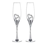 Sziqiqi 1 Set di 2 Bicchieri di Vino Rosso Creativo Ad Alta qualità, Bicchiere di Champagne, Bicchiere a Calice, Coppa Nuziale, Flute da Champagne, Argento
