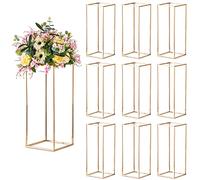 Sziqiqi 10 Pezzi Centrotavola per Matrimoni Vasi D'oro 60cm Altezza Supporto per Fiori Pavimento Metallo Colonna Vaso Centrotavola Geometrico Stand Espositore Rettangolare Decorazione Feste Matrimoni