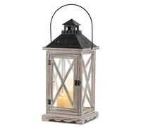 Sziqiqi 48cm Lanterna Portacandele Lanterne a Candela Decorative in Metallo in Legno Invecchiato Vintage per Centrotavola per Natrimonio Rustico Lanterna Pensile Fattoria da Interno Esterno Decor