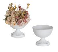 Sziqiqi Bianco Vaso Centrotavola Matrimonio: 15 cm Alti Vasi in Metallo per Centrotavola Set di 2 Piccoli Urna Vaso per Composizioni Floreali Vasi Vintage Martellato per Festa Compleanno Natalizie