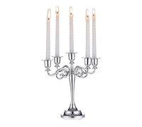 Sziqiqi Candelabro argento, Candelabri In lega di zinco, Candelabro 5 braccia della cena a lume di candela, ornamento casa creativo