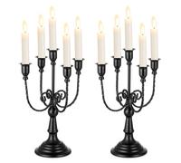 Sziqiqi Candelabro Portacandele a 5 Bracci Nero, 29,5cm Candeliere Metallo per Halloween Tavolo da Pranzo Camino Mantello Decor, 2 Pezzi