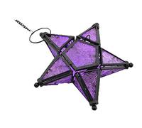 Sziqiqi Candelabro Sospeso Di Vetro Colorato a Forma Di Stella a Cinque Punte, Candelabro Di Ferro, Candeliere Per Decorazione Per Cena a Lume Di Candela, Viola