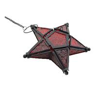 Sziqiqi Candelabro Sospeso Di Vetro Colorato a Forma Di Stella a Cinque Punte, Candelabro Di Ferro, Candeliere Per Decorazione Per Cena a Lume Di Candela, Rosso