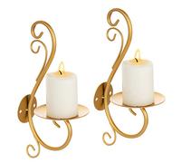 Sziqiqi Candeliere Sospeso a Muro Vintage, Candelabro Creativo di Ferro, Decorazione a Muro per Casa E Giardino Candelabro, Oro