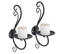 Sziqiqi Candeliere Sospeso a Muro Vintage, Candelabro Creativo di Ferro, Decorazione a Muro per Casa E Giardino Candelabro, Nero