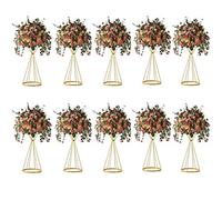 Sziqiqi Metallic Vase Centerpiece Stands Tall Centerpiece Risers 10pcs, Dual Coned, for Tabletop Flower Arrangement, Event Decoration, Creative Wedding Centerpieces 20inch Gold