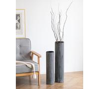 Sziqiqi Vaso da Terra Alto Nero: 70/55 cm Vasi Alti per il Soggiorno - Metallo Vasi da Terra Grandi Set di 2 per Camera da Letto Angolo Corridoio