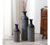 Sziqiqi Vaso Grande da Terra Nero: 68/51/41 cm Alto Metallo Vasi da Terra Set di 3 Vaso da Terra Rustici per Soggiorno Extra Vasi Alti da Terra per Camino Corridoio Ufficio