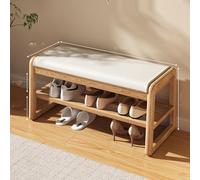 SZITW Elegante scarpiera con Panca d'ingresso con Contenitore Ribaltabile, Struttura in Legno di caucciù, Seduta in Similpelle e Cuscino in Spugna ad Alta densità (80 cm)