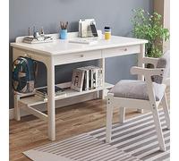 SZITW Scrivania Moderna con cassetti portaoggetti, scrivania per Computer da Ufficio in casa, scrivania in Legno massello, Tavolo da Studio, postazione di Lavoro (39 Pollici, Bianco)