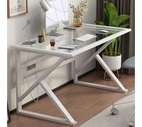 SZITW Scrivania Moderna per Ufficio Domestico Scrivania per Computer in Vetro temperato Scrivania Multifunzionale per Studio con Piano in Vetro Trasparente, 39 Pollici