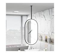 SZITW Specchio Ovale da soffitto con Illuminazione a LED e Pulsante Touch, per Camera da Letto, corridoio, Soggiorno, Specchio con Asta di Sospensione (Nero, 60x90 cm)