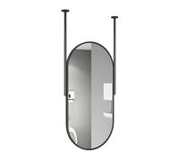 SZITW Specchio Ovale da soffitto, Specchio da Trucco sospeso per Bagno, per Hotel, per Installazione a soffitto sopra Il lavandino (Nero, 50x100 cm)