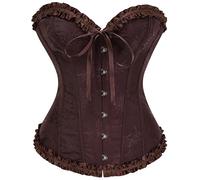 SZIVYSHI Amaro Cioccolato Top Corsetto per Donne, Biancheria Intima Bustier Modellante, Body con Pizzo in Vita e Push Up al Seno - Taglia S