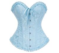 SZIVYSHI Cabana Blu Corsetto per Donne - Bustino Biancheria Intima Modellante - Senza Spalline Vintage Vittoriano Corsé Sottobusto in Pizzo Moda Vita per Uscire la Notte - Taglia XXS