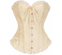 SZIVYSHI Corsetto da donna con petto intero in stile gotico, vintage, corpetto, beige vaniglia, XS