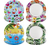 SZJFYMQ 40PCS Set Stoviglie per Feste Hawaiano,Forniture per Fenicotteri, forniture per feste in piscina,Beach Piscina Stoviglie Feste Carta Set, compleanni, cene tropicali