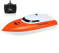 SZJJX RC Boat, barche telecomandate per lago/piscina/stagno, 2,4 GHz ad alta velocità, mini barche da corsa RC elettriche per avventure all'aperto per adulti e bambini - Arancione