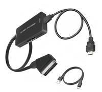 SZJUNXIAO Adattatore Scart su Hdmi, adattatore scart HDMI, cavo scart, adattatore video audio convertitore HD 1080P con cavo HDMI per HDTV STB VHS XB0X PS3 Sky DVD Blu-ray ecc