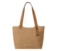 SZKCXBDB Borsa Mare di Paglia da Donna - A Spalla con Cerniera Spiaggia Estiva, in Cuoio Marrone per Viaggi, Vacanze, Shopping-Marrone