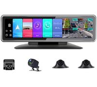 SZKJ 4G Android 9.0 Dash Cam Auto, 360° Angolo Telecamera per Auto con 4 Camme Registrazione, 12" Touch Screen IPS Retrocamera Auto con Base Console e Staffa Speciale