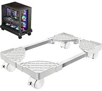 SZKKQKJ Adatto per PC Tower, supporto per CPU portatile, supporto per CPU universale a quattro ruote, carrello CPU sotto la scrivania del gamer, supporto per computer desktop con ruote, bianco