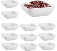 SZKKQKJ Set di ciotole per salsa quadrata, 12 pezzi, ciotole per dessert, contorni e frutta, 7,3 x 2,7 cm, colore bianco, per sushi