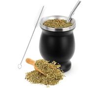 SZKKQKJ Tazza Mate, set da tè Mate, set tazza da tè Mate, con cannuccia Mate e spazzola per la pulizia, per tè Mate, nero