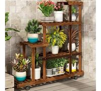 SZKTHD Sopralzo Per Piante Da Interno Sopralzo Da Pavimento A Più Livelli Per Piante Grasse E Pothos Soluzione Angolare Per Balconi Mobile Per Adatto Per(Brown,98 * 24 * 103cm(A))