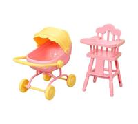 SZLIFE 1:12 Seggiolone E Passeggino in Plastica, Seggiolone Bambole per Casetta da Gioco, Perfetto per La Fotografia di Bambole O per Allestimenti Espositivi, Rosa