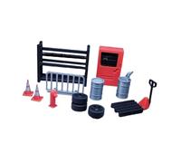 SZLIFE 1/64 Diorama Garage Accessori Simulazione in Miniatura Rimorchio a Mano Mobili Pneumatici Realistici Attrezzi per Manutenzione Officina Modellistica