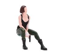 SZLIFE 1/64 Miniatura di Donna Seduta, Mini Bellezza dai Capelli Corti, Statuetta Dipinta, Accessorio alla Moda per Hobby, Progetto Fai da Te, Micro