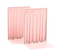 SZLIFE 2 Pezzi fermalibri Porta Libri Antiscivolo Organizer Decorativo Supporto a Forma di L Elegante fermalibri per Ufficio scaffale scrivania Scuola, Rosa