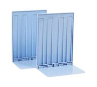 SZLIFE 2 Pezzi fermalibri Porta Libri Antiscivolo Organizer Decorativo Supporto a Forma di L Elegante fermalibri per Ufficio scaffale scrivania Scuola, Blu