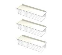 SZLIFE 3 contenitori trasparenti per spaghetti, multiuso, rettangolari, 28x10,6x7,1 cm, leggeri e impilabili, Coperchio Bianco