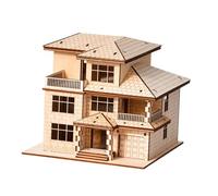 SZLIFE 3D in Legno di Una, Villa Artigianale, Edificio, architettura, Scena, Regalo di Compleanno, Decorazione da scrivania per la casa, 3 Livelli