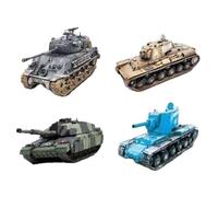 SZLIFE 4pcs Serbatoio Fai -da -Te 4D Modelli di Serbatoi in Miniatura Collezione Ornamento per Bambini Decor Desktop Regalo di Compleanno Veicolo corazzato