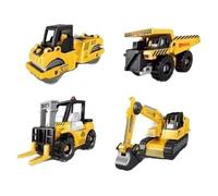 SZLIFE 4X Veicoli da Costruzione 4D Modello Giocattolo Simulazione Simulazione Assemblaggio Compatto Desktop Decoration Drum Compactor Compactor