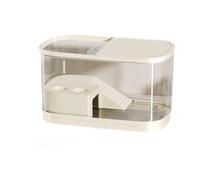 SZLIFE Acquario per tartarughe, habitat per rettili, robusto acquario per tartarughe, con piattaforma per crogiolarsi al sole per rane, scorpioni, tartarughe, Beige Grande