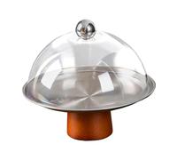 SZLIFE Alzata per torta con coperchio, porta torta, biscotti, organizer multifunzionale per stoviglie, vassoio per torte, copertura a cupola per Natale, Argento 23x20cm