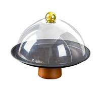 SZLIFE Alzata per torta con coperchio, porta torta, biscotti, organizer multifunzionale per stoviglie, vassoio per torte, copertura a cupola per Natale, Nero 20x18cm