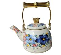 SZLIFE Bollitore per tè e caffè in smalto con coperchio, brocca per acqua, teiera multifunzionale e confortevole, bollitore per acqua per feste, casa, 1.5 L