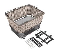 SZLIFE Cestino Posteriore Universale per Bicicletta in Finto Rattan con Maniglia, Accessori per pendolarismo, Installazione Rapida, Robusto, 41,5x33,5x25,5, Beige