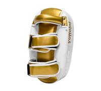 SZLIFE Colpitore Curvo da Boxe. Imbottito per Allenamento di Muay Thai. Cuscino a Scudo. Colpitore da Boxe. Bersaglio per Piede da Kickboxing per Sanda E Tae, Bianco Dorato